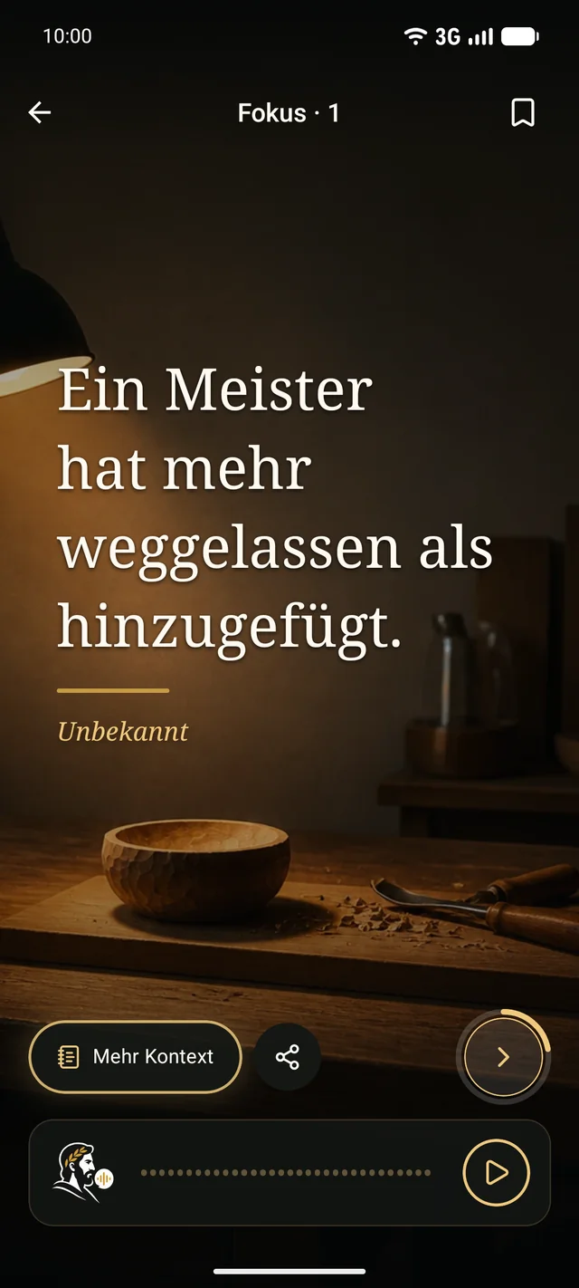 Fokus 1 in der Stillwort-App.